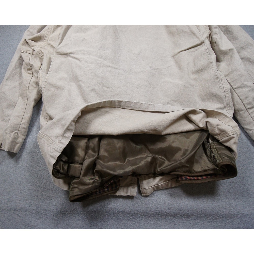 Vintage LL Bean Jacket Mens Small Beige Chore Coat Lined Outdoors H147 - Picture 10 of 16